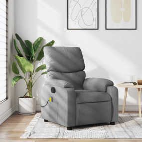 Massage Recliner Chair Light Grey Polyester, Metal, Ply...
