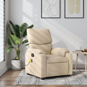 Massage Recliner Chair Cream Polyester fabric, metal, p...