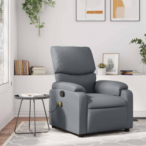 Massage Recliner Chair Grey Faux leather, metal, plywoo...