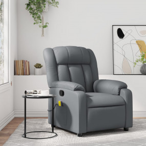 Massage Recliner Chair Grey Faux leather, metal, plywoo...