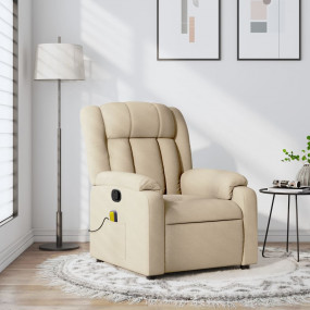 Massage Recliner Chair Cream Fabric (100% polyester) Si...
