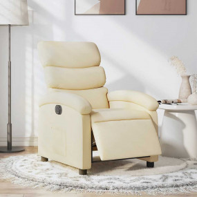 Electric Recliner Chair Cream Fabric (100% polyester), ...