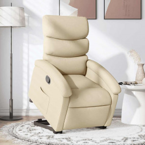 Stand Up Recliner Chair Cream Fabric (100% polyester), ...