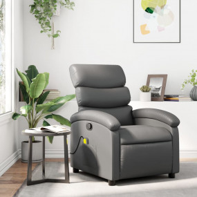 Massage Recliner Chair Gray Faux leather, metal, plywoo...