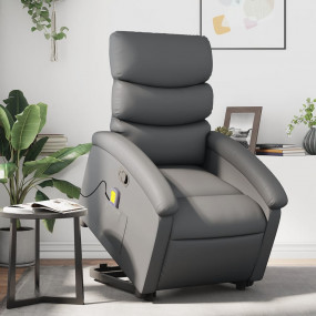 Stand Up Massage Recliner Chair Grey Faux leather, meta...