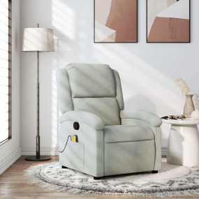 Massage Recliner Chair Light Gray Velvet, Metal, Plywoo...