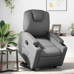 Stand Up Recliner Chair Grey Faux leather, metal, plywo...