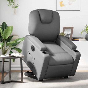 Electric Stand Up Recliner Chair Gray Faux Leather, Met...