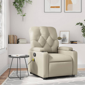Massage Recliner Chair Cream Faux leather, metal, plywo...