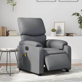 Electric Massage Recliner Chair Gray Faux leather, Wood...