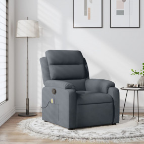 Massage Recliner Chair Dark Grey Velvet, Metal, Plywood...