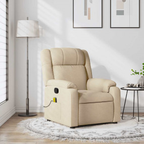 Massage Recliner Chair Cream Fabric (100% polyester), m...