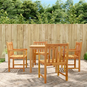 Garden Chair Set of 4 Brown Solid Acacia wood Medium Du...
