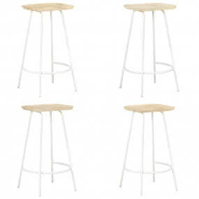 Bar Stool Set of 4 Bleached wood and white