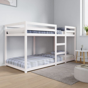 Bunk Bed White Solid pine wood Twin Bunk Bed Rectangula...