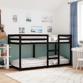Bunk Bed Black Solid pine wood 35.4 x 79 in Modern Bunk...