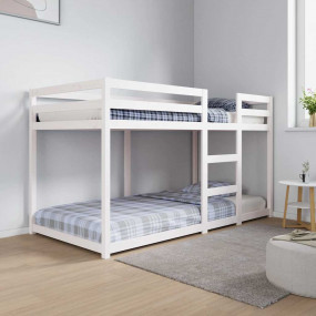 Bunk Bed White Solid pine wood Twin size Durable Bunk B...