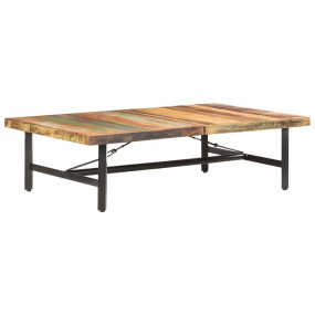 Coffee Table Multicolor Solid Reclaimed Wood, Powder-Co...