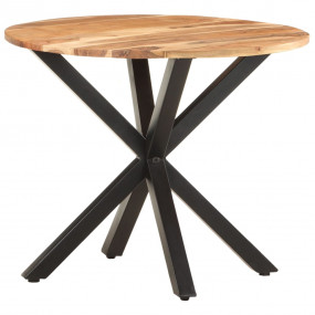 Side Table Natural wood and black Solid acacia wood Med...
