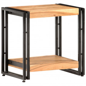 Side Table Natural wood, Black Solid Acacia wood, Powde...