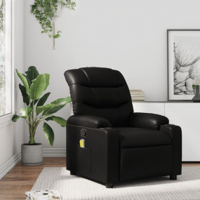 Massage Recliner Chair Black Faux leather, metal, plywo...