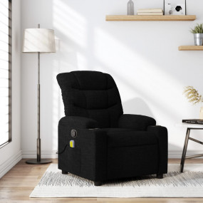 Massage Recliner Chair Black Fabric Single Adjustable A...