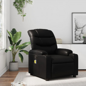 Massage Recliner Chair Black Faux leather, Metal, Plywo...