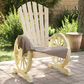 Garden Adirondack Chair Set of 4 Natural Wood Solid fir...