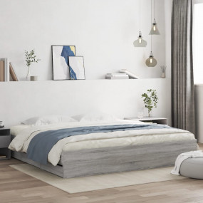 Bed Frame Gray Sonoma Engineered wood 79.9 x 79.9 in Be...