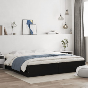Bed Frame Black Engineered wood, Plywood King Size Bed ...