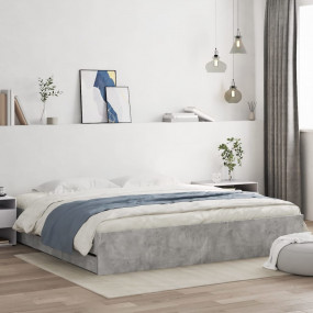 Bed Frame Concrete Grey Engineered Wood, Plywood Super ...