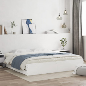 Bed Frame White Engineered wood, Plywood Queen Bed Fram...
