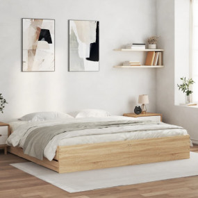 Bed Frame Sonoma Oak Engineered wood 63 x 79 in Bed Fra...