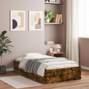 Bed Frame Smoked Oak Engineered wood, Plywood Twin Bed ...