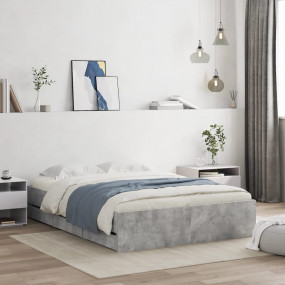 Bed Frame Concrete grey Engineered wood, Plywood Small ...