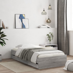Bed Frame Grey Sonoma Engineered wood Twin Storage Bed ...