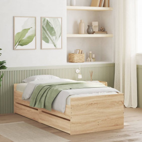 Bed Frame Sonoma Oak Engineered Wood Single Bed Frame