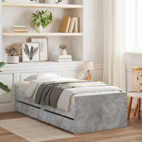 Bed Frame Concrete grey Engineered wood Single Bed Fram...