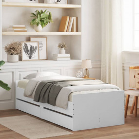Bed Frame White Engineered wood, Plywood Twin Bed Frame