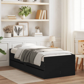 Bed Frame Black Engineered wood, Plywood Small Single B...