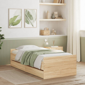 Bed Frame Sonoma Oak Engineered wood, Plywood Twin Twin...