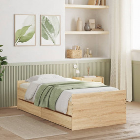 Bed Frame Sonoma oak Engineered wood Small Single Stora...
