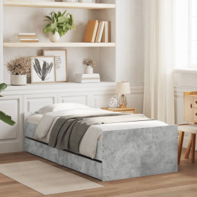 Bed Frame Concrete grey Engineered wood Small Single Be...