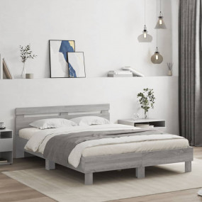 Bed Frame Grey Sonoma Engineered Wood, Plywood King Siz...