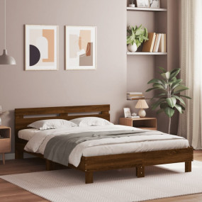 Bed Frame Brown Oak Engineered wood, Plywood King Moder...