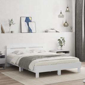 Bed Frame White Engineered wood, Plywood Double Modern