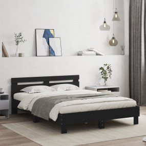 Bed Frame Black Engineered wood Double Modern Bed Frame