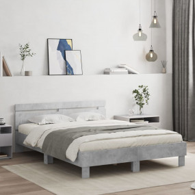 Bed Frame Concrete grey Engineered wood 55.1 x 78.7 in ...