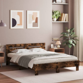 Bed Frame Smoked Oak Engineered wood Double Modern Bed ...