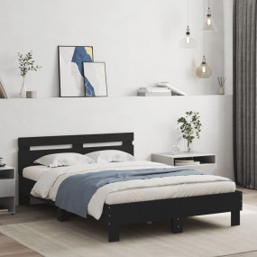 Bed Frame Black Engineered wood Double Durable Bed Fram...